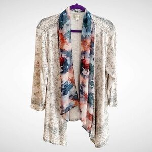 One World Asymmetrical Drape-Front Long-Sleeve Cardigan